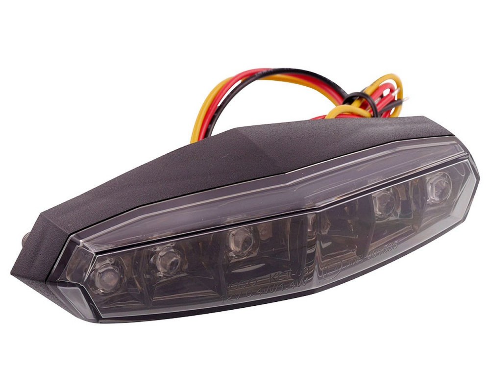 Rcklicht / Bremslicht KOSO LED, getnt mit ABE, universal, 12V Custom, rauchgrau, Optik, Tuning, Lampe, hinten, Motorrad, Roller, Scooter, Quad, ATV