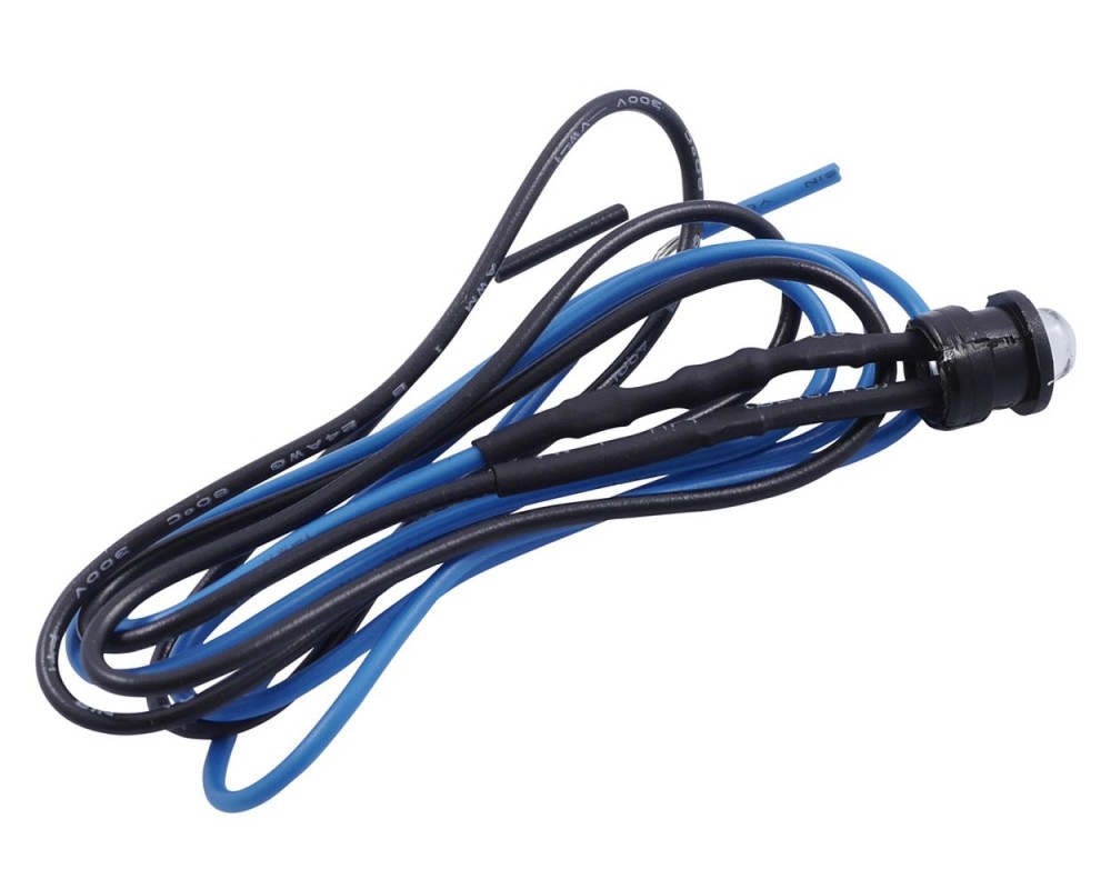 Kontrollleuchte LED 5 mm, blau, mit  Kabel und Einbau Clip,