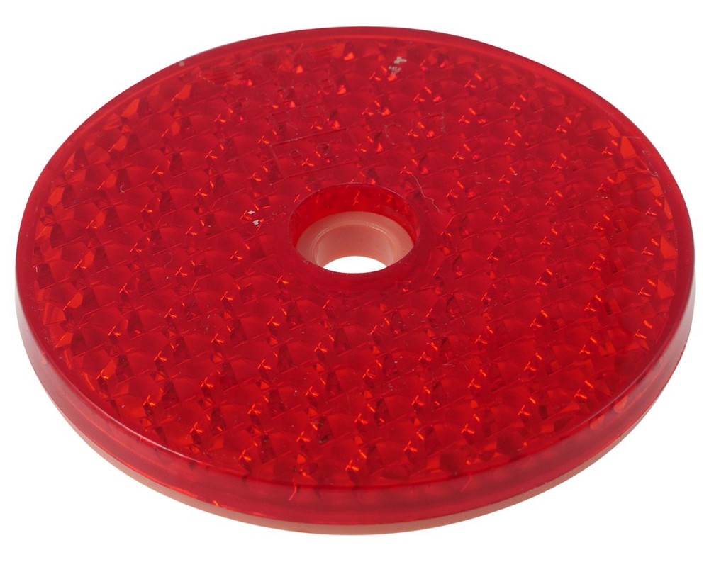 Reflektor, rot, rund, Durchmesser 60 mm, mit Loch, Motorrad