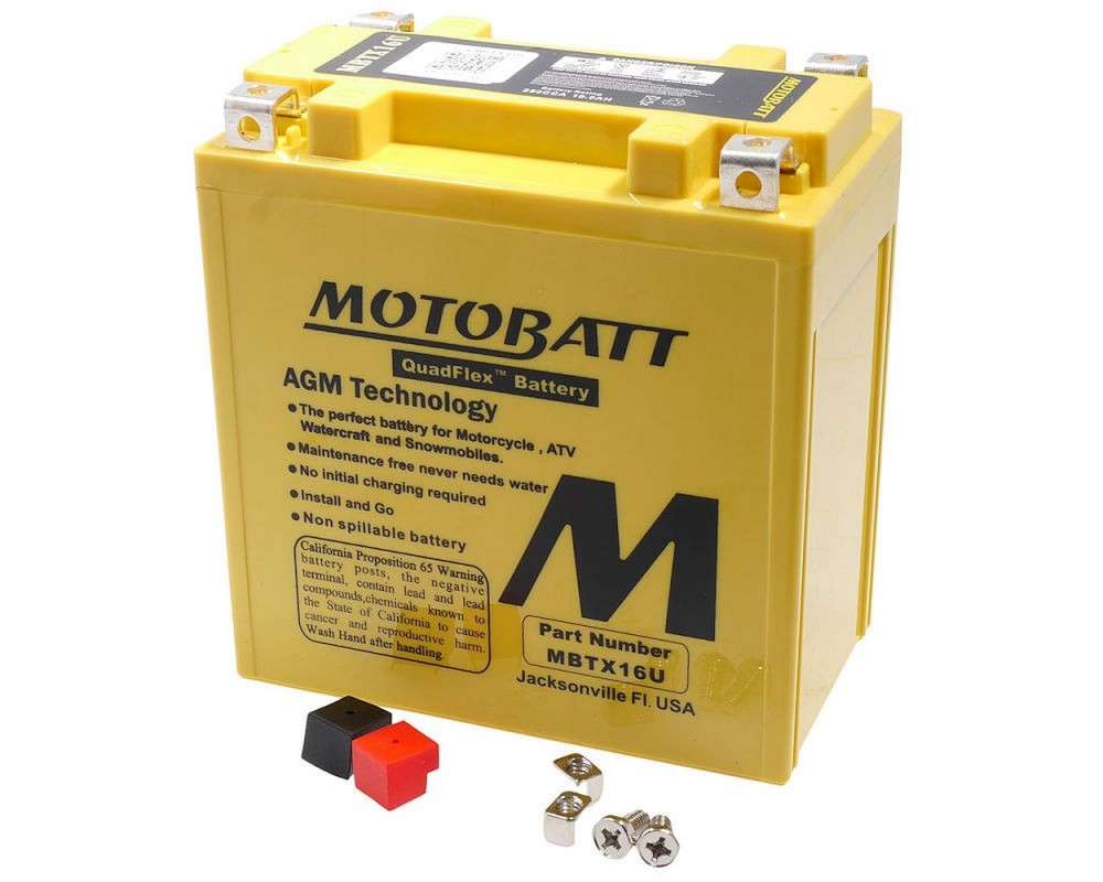 Batterie 12V 19Ah MOTOBATT MBTX16U, 4-polig AGM Motorrad Kawasaki ZR1100, VV200, Suzuki VZR 1800, VLR 1800