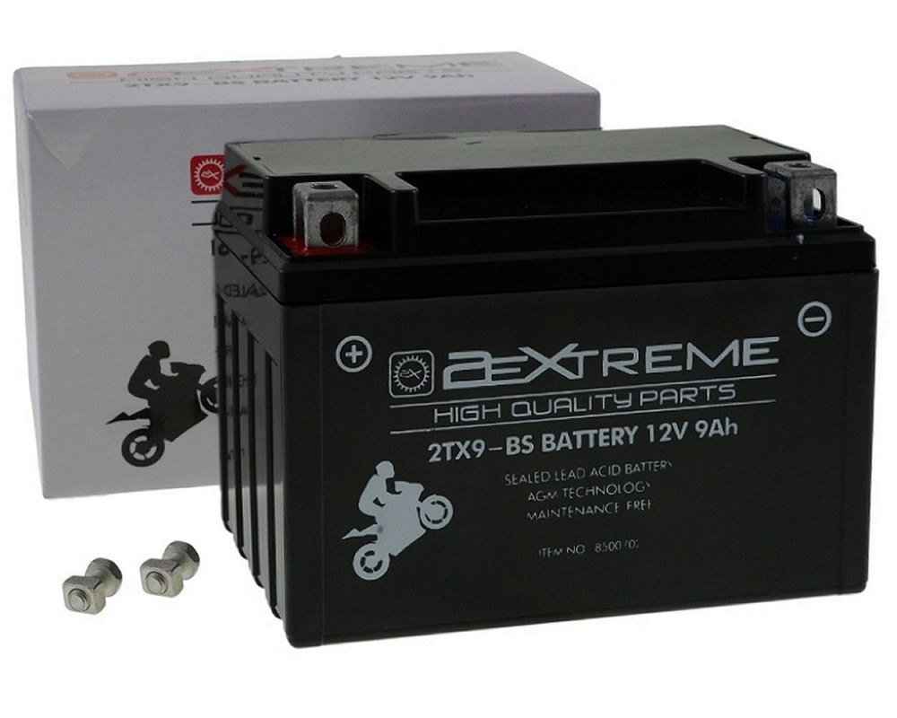 Batterie 2EXTREME 2TX9-BS 9Ah 150x87x105mm Roller Motorrad Yamaha, MBK, Piaggio, Peugeot, Aprilia, CPI