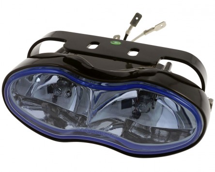 Shin Yo Oval Motorrad Scheinwerfer (schwarz) Fern- und NebelH3 blaues