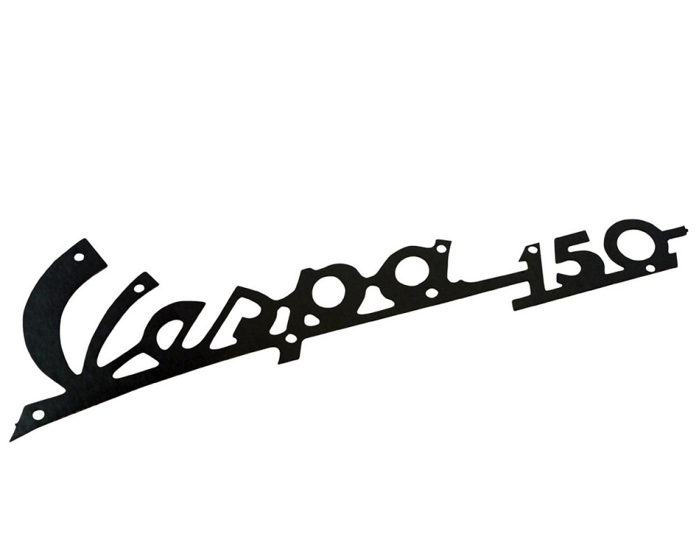 Schriftzug f�r Beinschild kompatibel f�r Vespa 150 alu matt 140x50mm, 8 Nieten