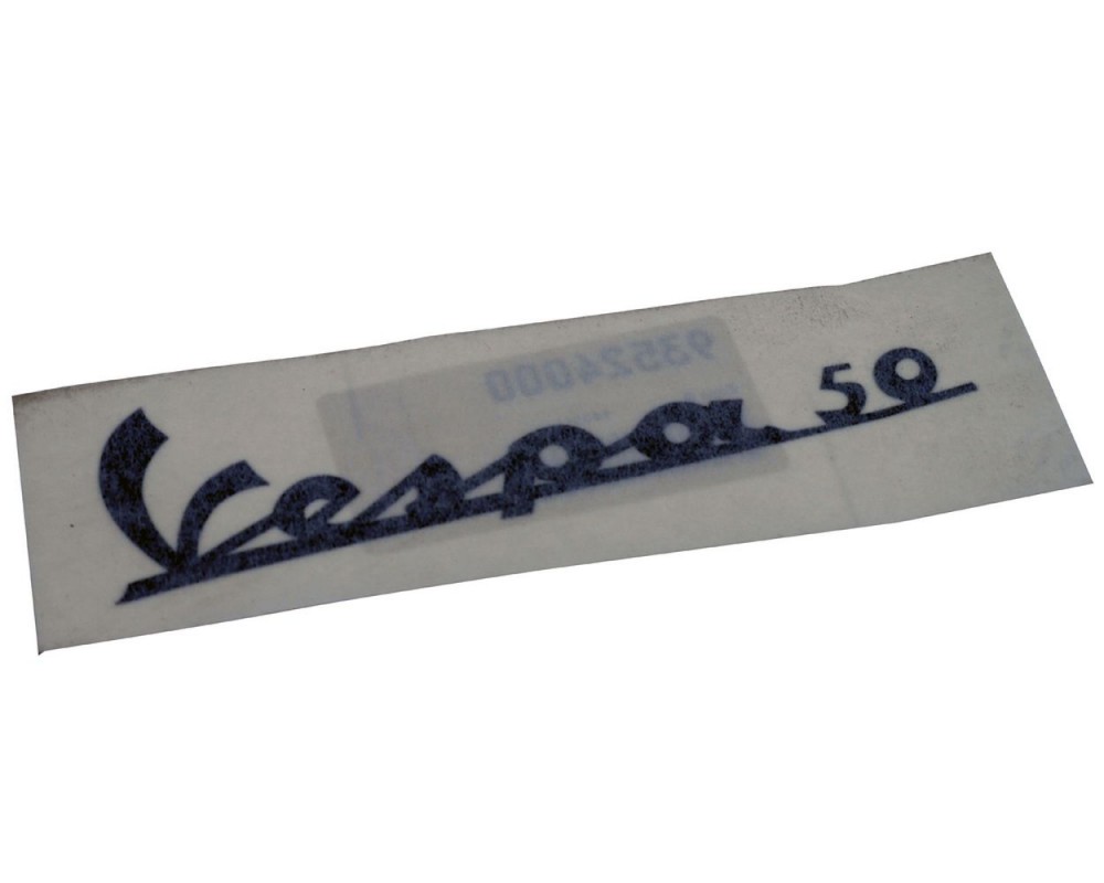 Schriftzug Aufkleber Sticker f�r Beinschild kompatibel f�r Vespa 50 schwarz 130x35mm
