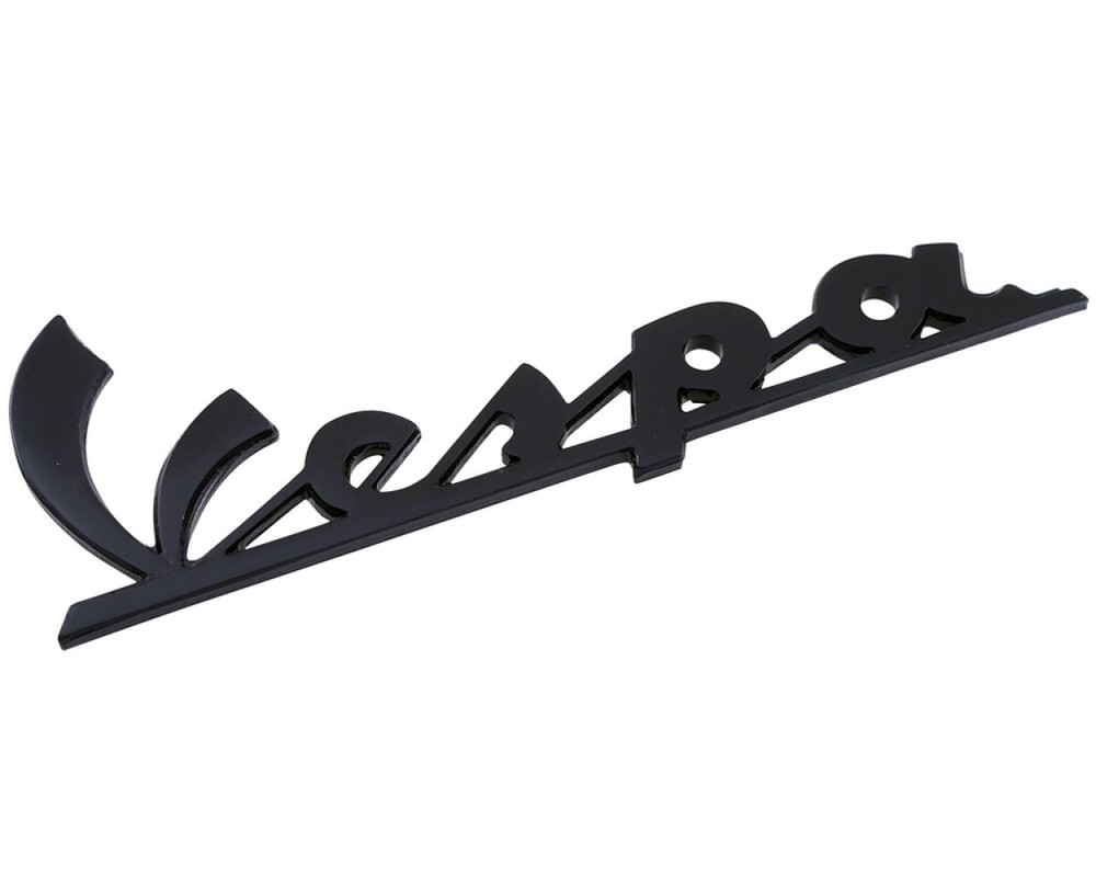 Schriftzug fr Beinschild Vespa schwarz 130x45mm, 2 Pin