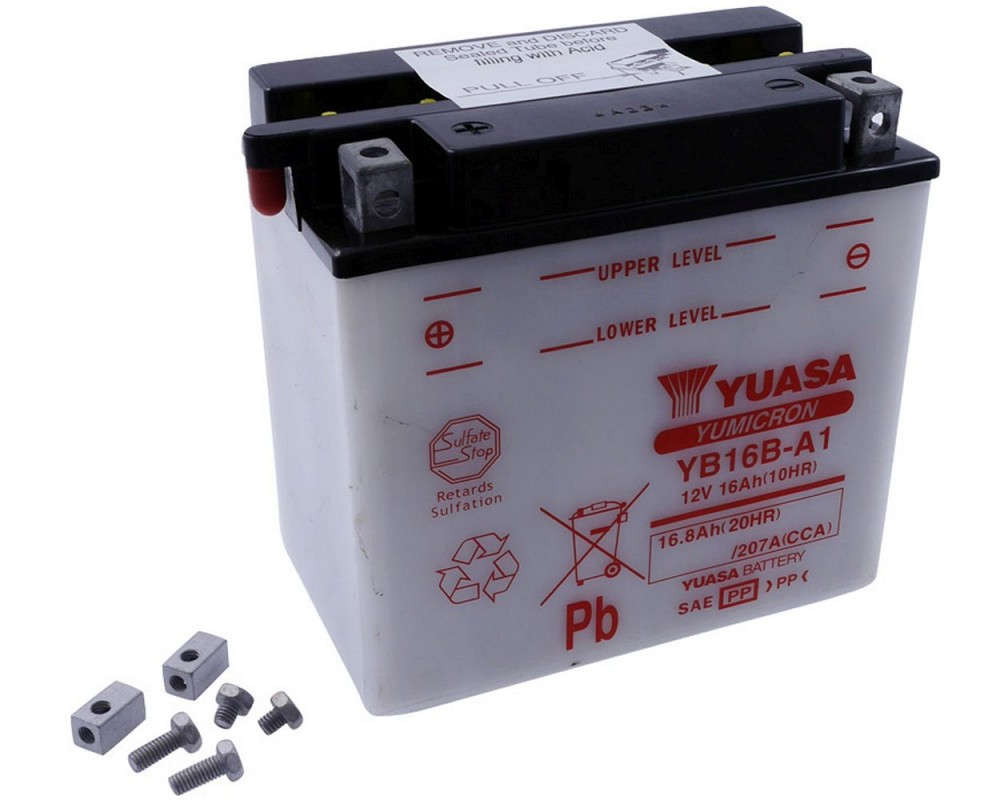 Batterie 12V 16Ah YUASA YB16B-A1, ohne Batteriesure