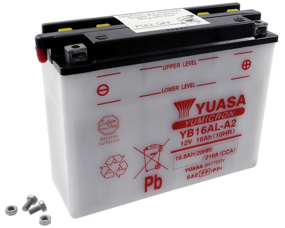Batterie 12V 16Ah YUASA YB16ALA2, ohne Batteriesure