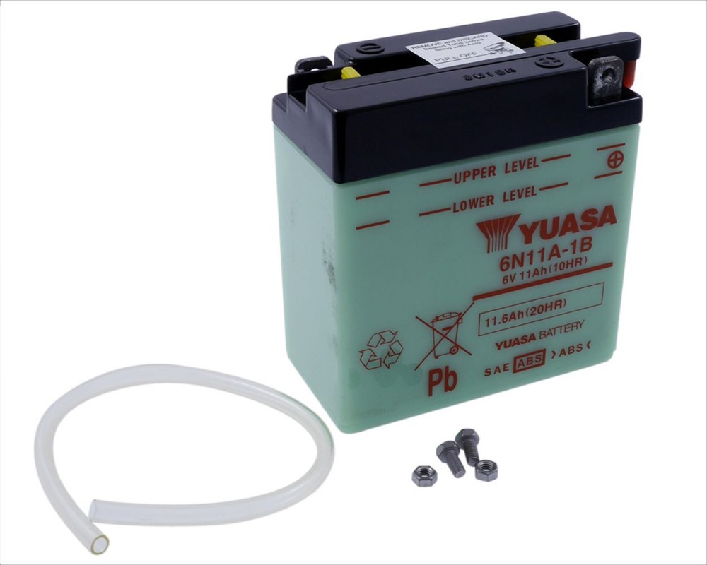 Batterie 6V 11Ah YUASA 6N11A-1B, ohne Batteriesure