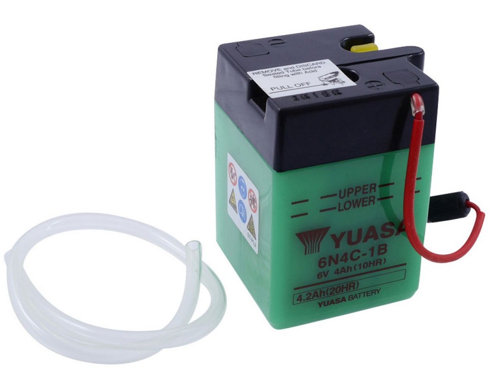 Batterie 6V 4Ah YUASA 6N4C-1B, ohne Batteriesure