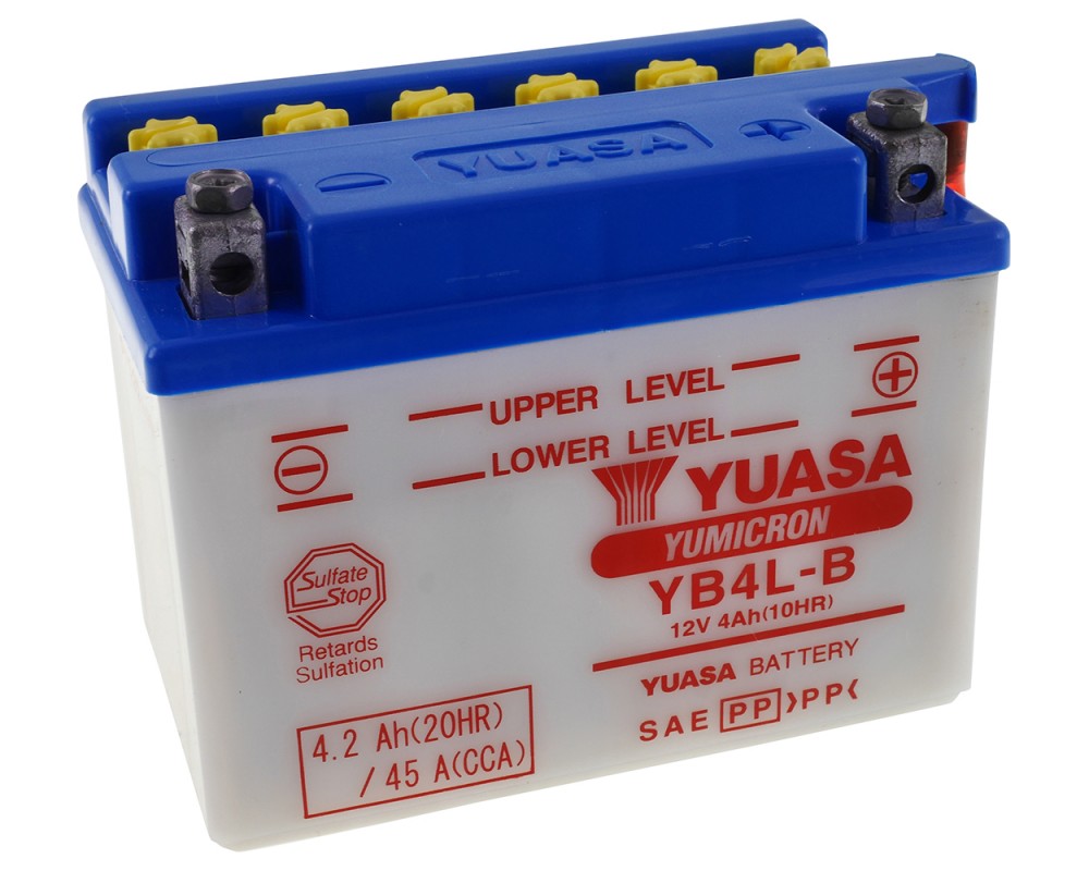 Batterie 12V 4Ah YUASA YB4L-B, ohne Batteriesure