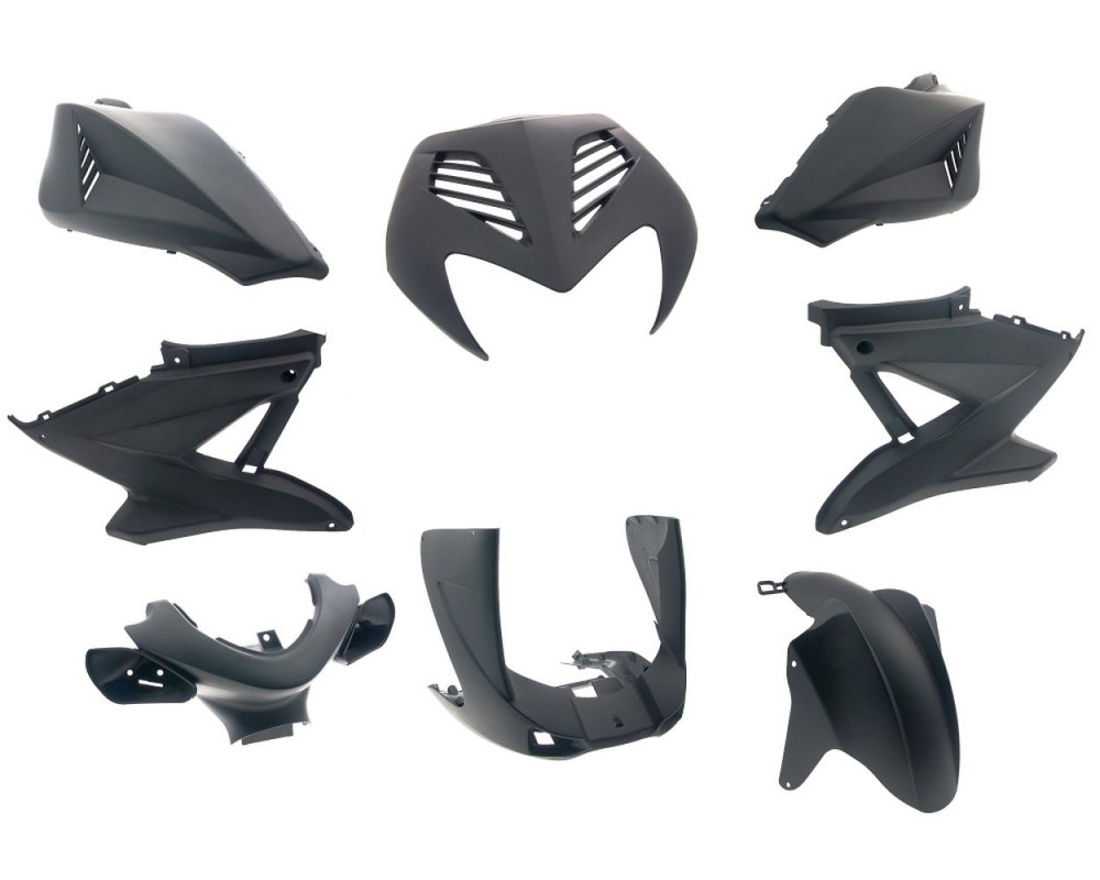 Verkleidungskit DMP 8-teilig schwarz matt kompatibel f�r Yamaha Aerox, MBK Nitro bis Bj. 2013 Set Kit, Satz Verkleidungsteile