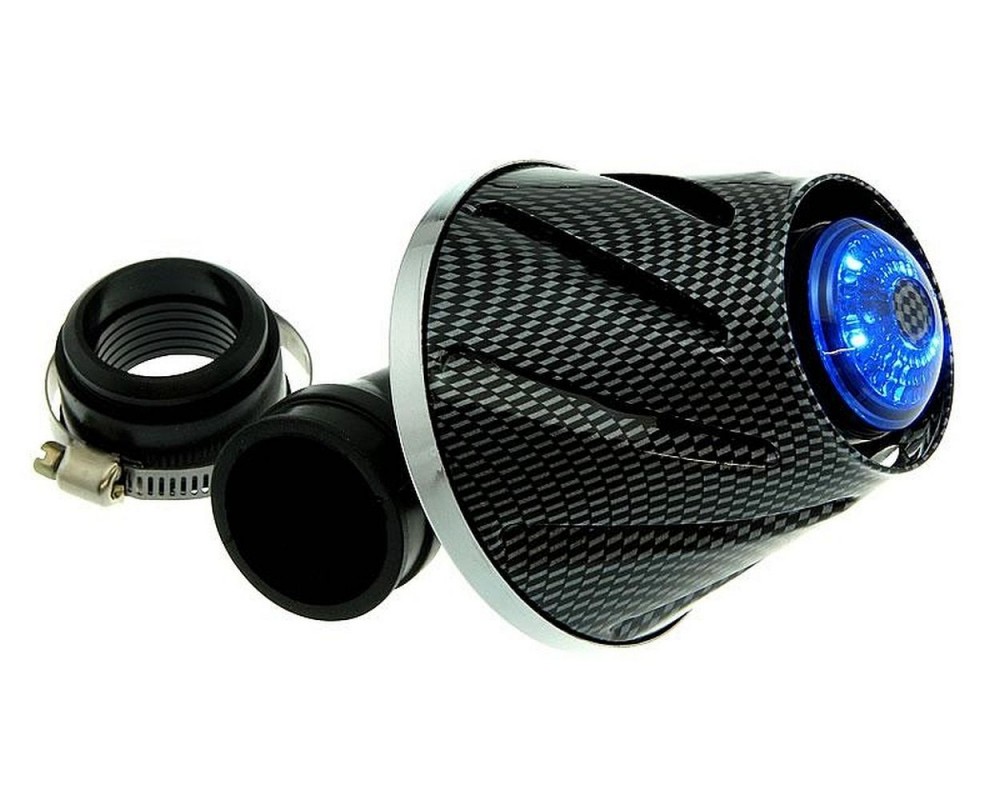 Luftfilter STR8 Helix Illuminated - carbon-look, blaue LEDs