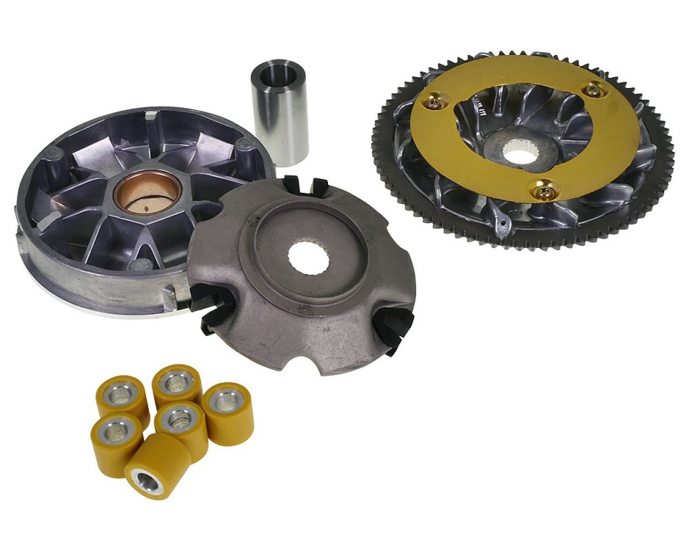 Variomatik Kit mit Riemenscheibe, Varioplatte, Gewichte, H�lse und Gleitschuhen kompatibel f�r Piaggio 125-150ccm Leader 4T Set Satz