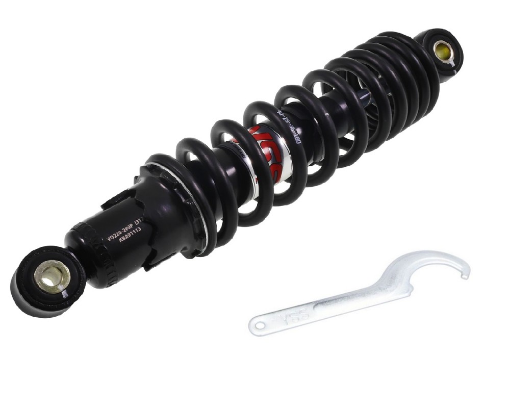Sto�d�mpfer / Federbein YSS Pro-X 260mm schwarz, ABE, vorne kompatibel f�r Peugeot Speedfight 1 2 50 100 2T AC LC Roller Ersatz