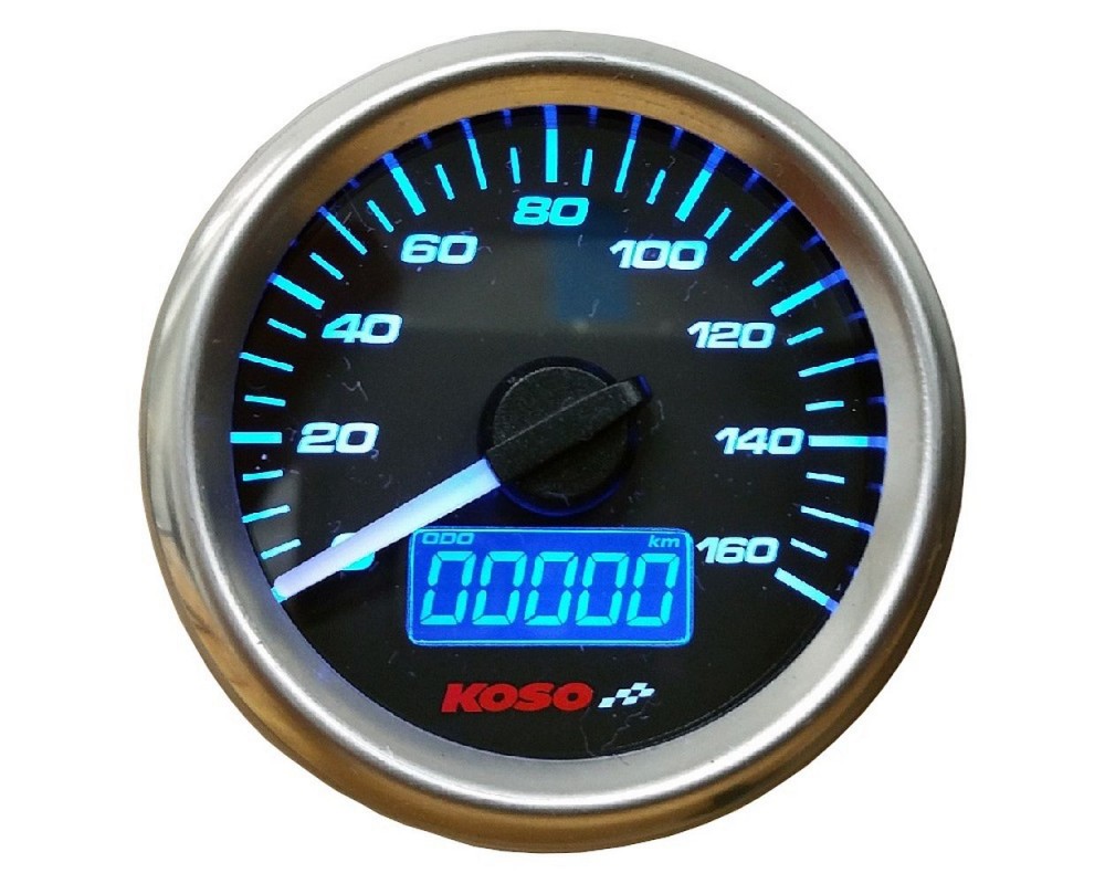 Tachometer KOSO GP Style Analog / Digital Rund Chrom 160km/h