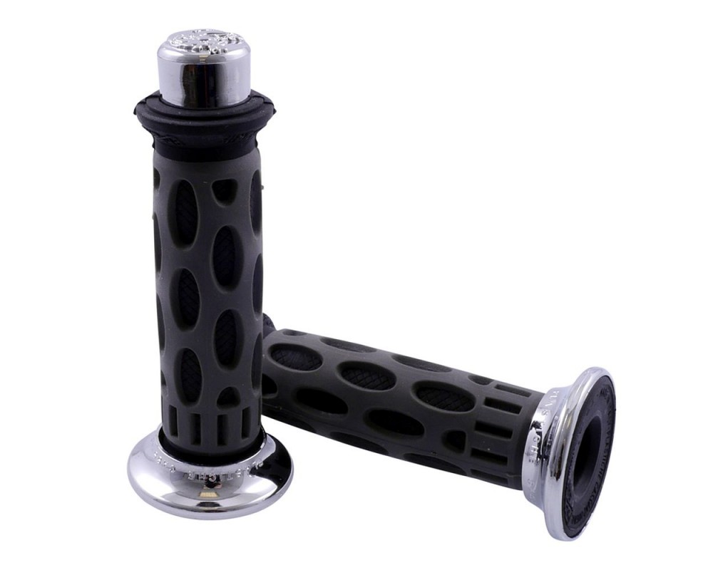 Lenkergriffe ProGrip 768 Scooter Grau / schwaz Chrom Kappen
