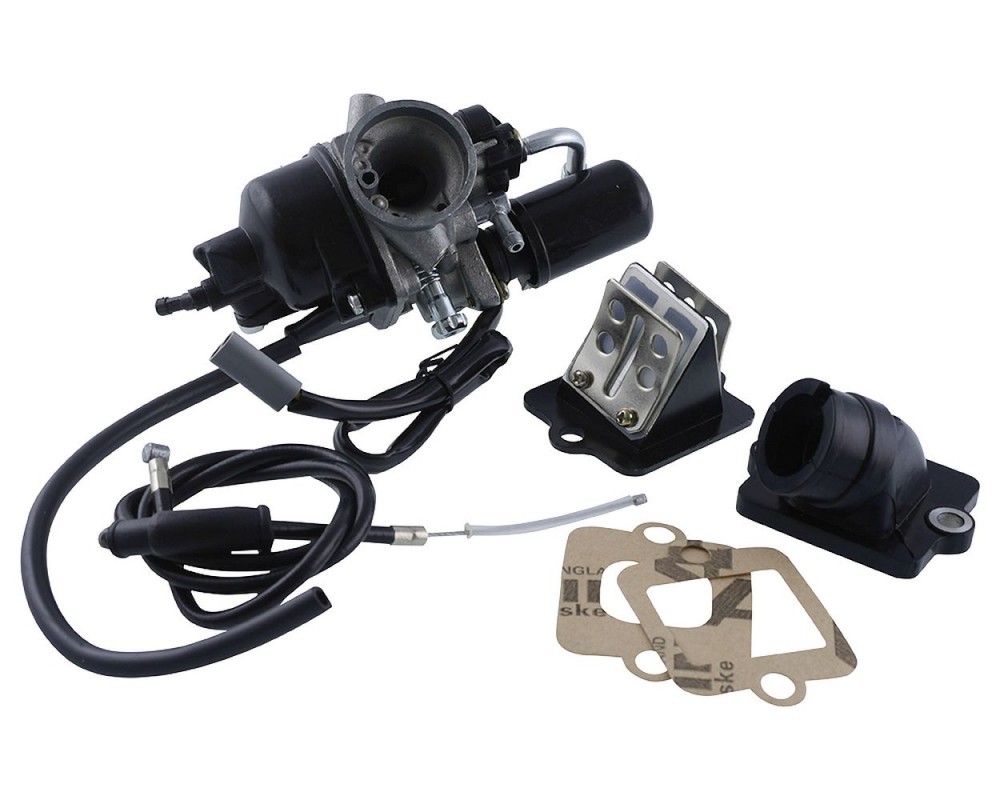 Vergaser Set 12mm + Ansaugstutzen + E-Choke + Membrane, kompatibel f�r Vespa, Kit, Piaggio, Gilera, Set, STANDARD, Satz 50ccm