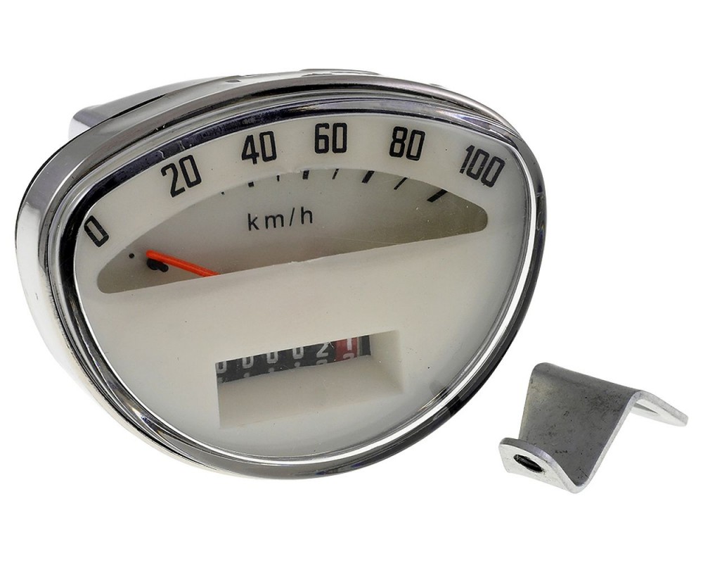 Tachometer UNI AUTO wei, oval bis 100 km/h fr Vespa Classic SS 50-90, Primavera ET3 125 , SR50, 50S