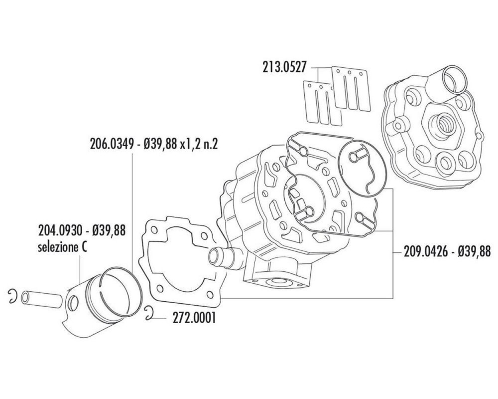 Dichtungssatz Zylinder POLINI Racing 50ccm 39,88mm kompatibel f�r Derbi EBE, EBS