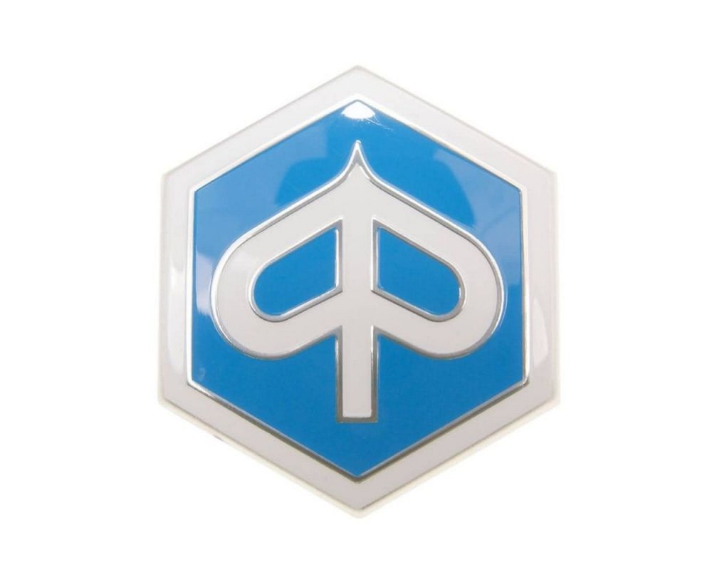 Emblem Piaggio zum Stecken 6-eckig 42x48mm kompatibel f�r Piaggio Beverly, Carnaby, X7, X8, X10
