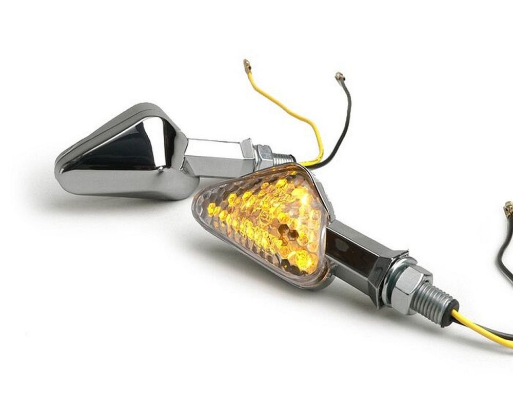 Blinker BGM Triangle LED, Chrom, 12V, Universal fr Motorrad, Roller, Vespa, Mofa, Moped, Quad