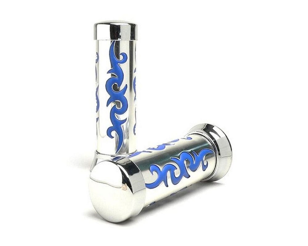 Griffe BGM Tribal silber, blau 22, 24mm kompatibel f�r Roller, Scooter, Classic, Vespa, Motorrad, Mofa, Moped, Quad, Mokick