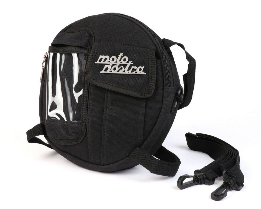 Tasche Reserverad MOTO NOSTRA passend für Vespa 10 Zoll, schwarz waxed canvas Vespa, Lambretta, Classic, Roller