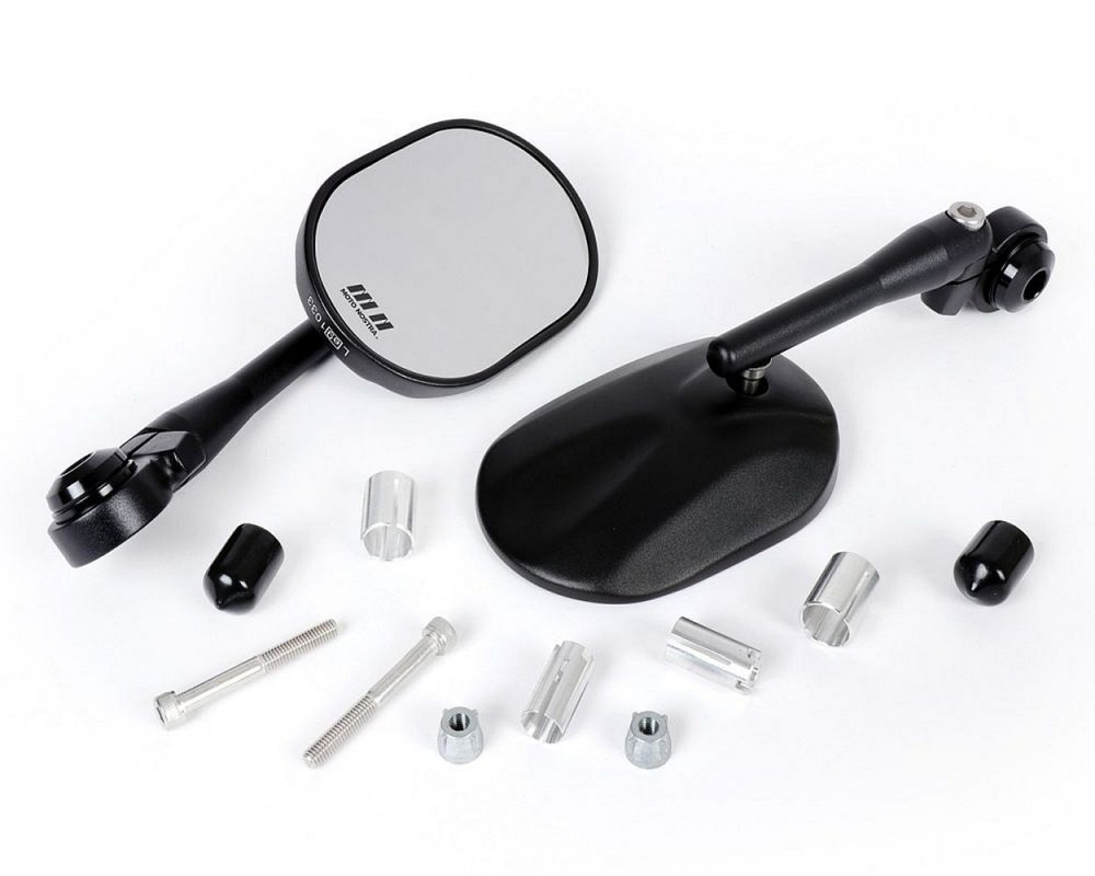 Spiegel Set MOTO NOSTRA 1403 CNC schwarz matt, Aluminium, Lenkerendenspiegel f�r Scooter, Roller, Moped, Motorrad, Universal