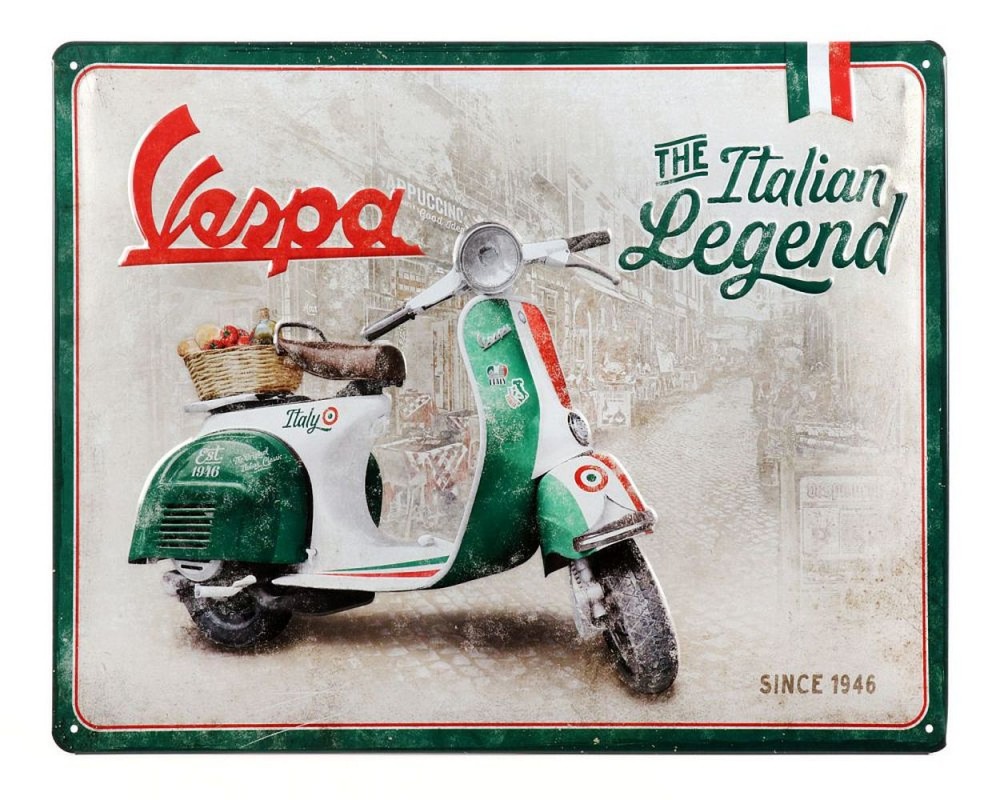 Reklameschild Nostalgic Art, 30x40cm -Vespa The Italian Legend- Vintage Retro Deko Vespa Emailleschild