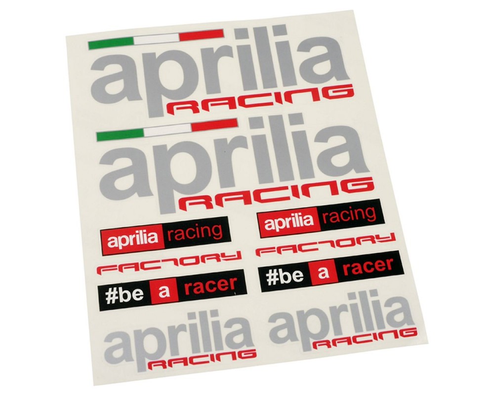 Aufkleberset APRILIA Racing 20x24cm, 10-teilig Aufkleber Sticker Satz Bogen SR50 Factory, Roller, Motorrad, Moped, Mokick
