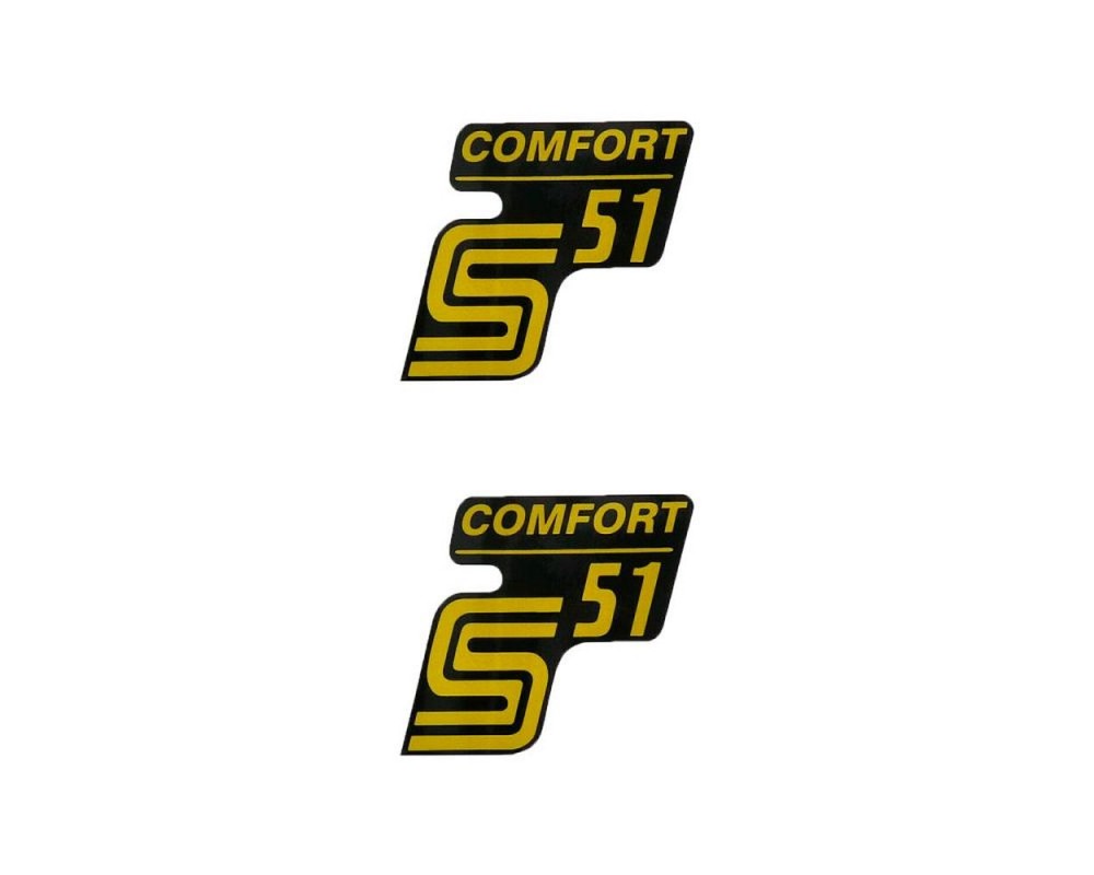 Schriftzug 2x S51 Comfort 2EXTREME schwarz/gelb fr Simson