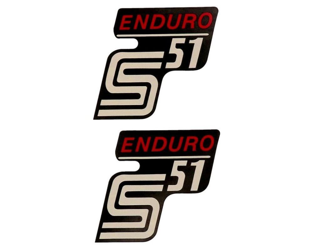 Schriftzug 2x S51 Enduro 2EXTREME schwarz/rot fr Simson S51