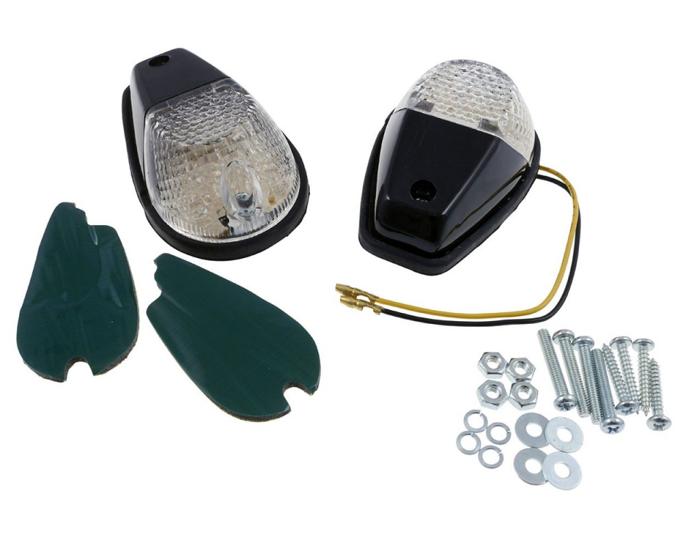 Verkleidungsblinker Paar LED Motorrad, schwarz, Glas transparent,