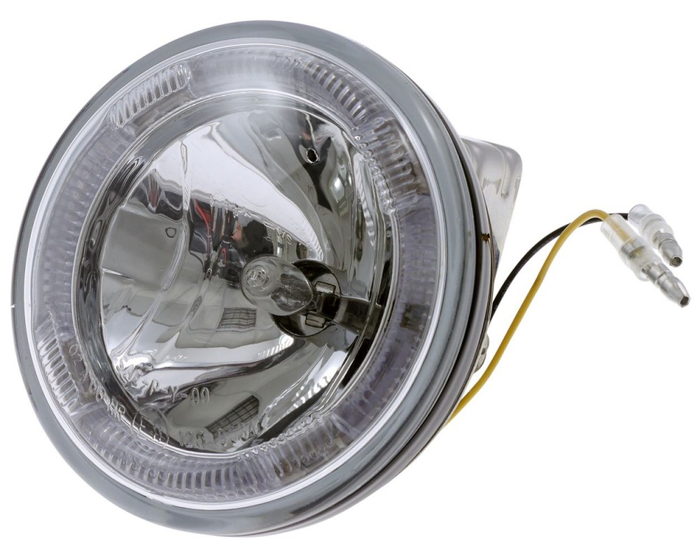 Scheinwerfer Fernlicht Motorrad,rund, mit LED Standlichtring, klar, 12V H3 55W