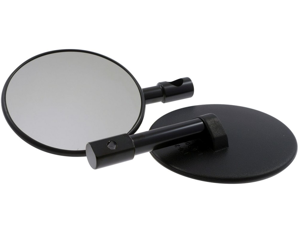 Spiegel Set SHINYO Superbike, f�r Lenkerenden, schwarz rund, universal, Satz, Kit, Paar, ABE, Motorrad rechts links
