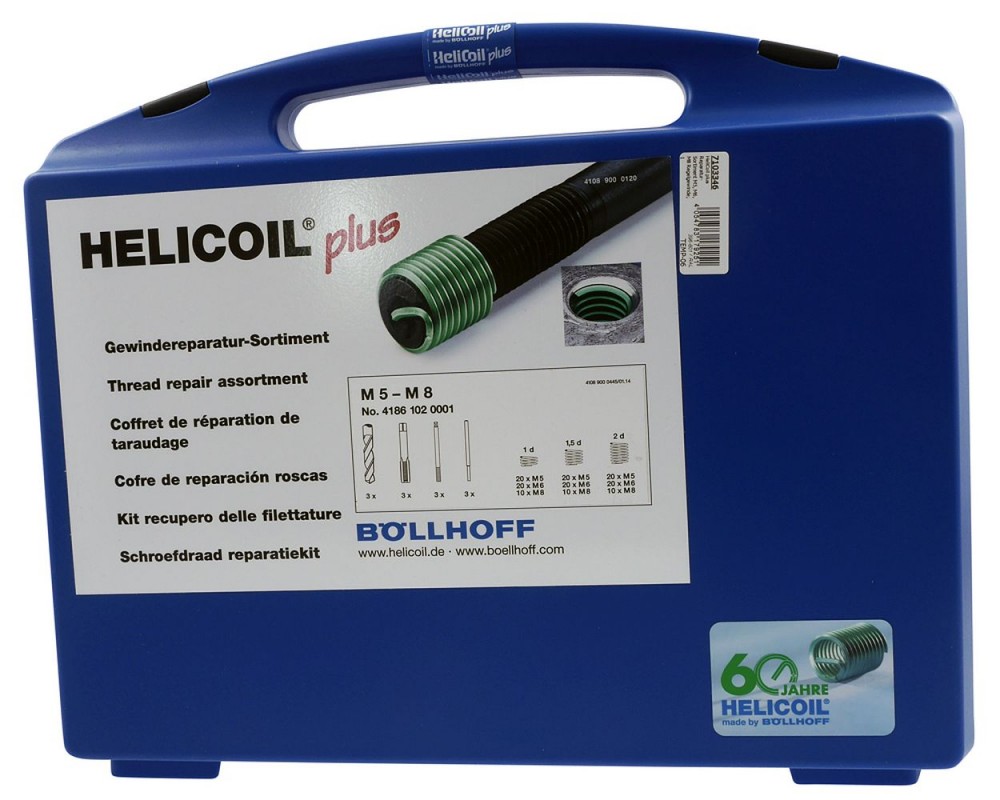 HeliCoil plus Reparatur-Sortiment M5, M6, M8 Regelgewinde; 162 Teile