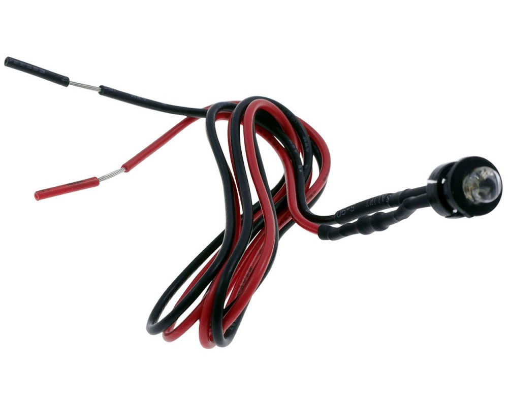 Kontrollleuchte LED, 5 mm, rot, mit  Kabel und Einbau Clip,