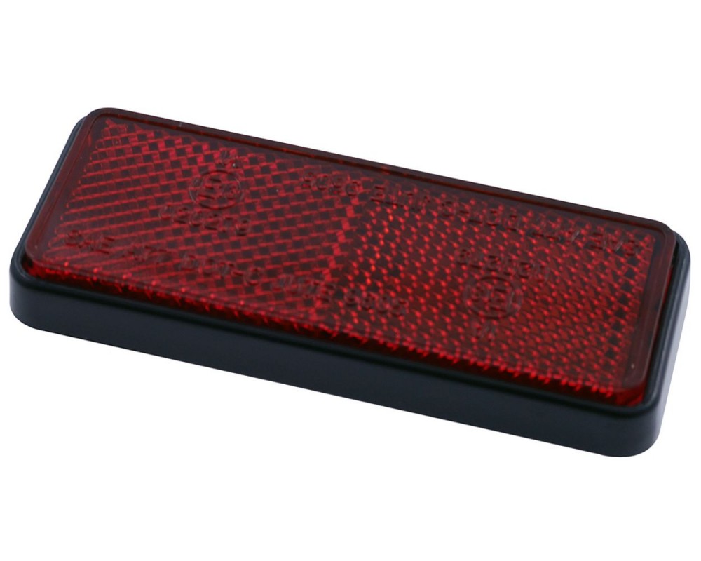 Reflektor 91,5x36 mm rot rechteckig mit selbstklebender Folie, Motorrad