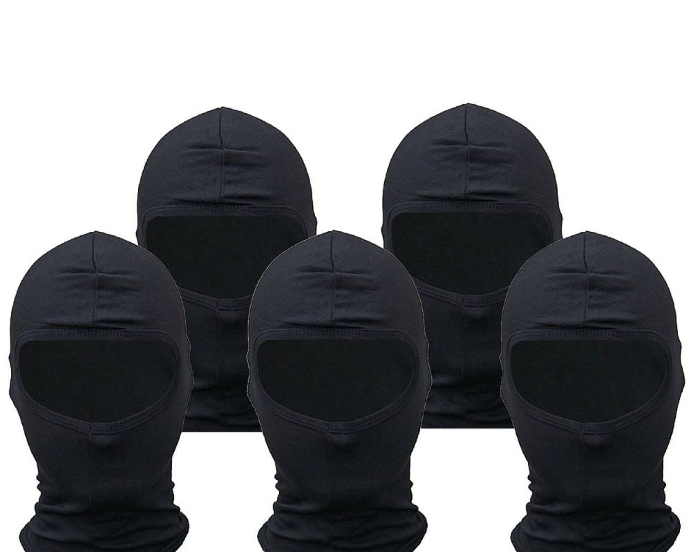 Sturmhaube Set schwarz (5 Stück) Facemask Gesichtsmaske Maske Kopfhaube Motorrad Ski Fahrrad universelle Größe