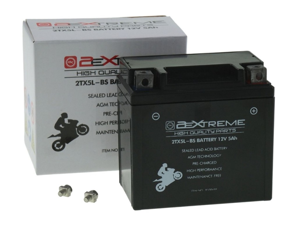 Batterie 2EXTEME 2TX5L-BS 5Ah 113x70x105mm Roller Motorrad Yamaha, MBK, Piaggio, Peugeot, Aprilia, CPI