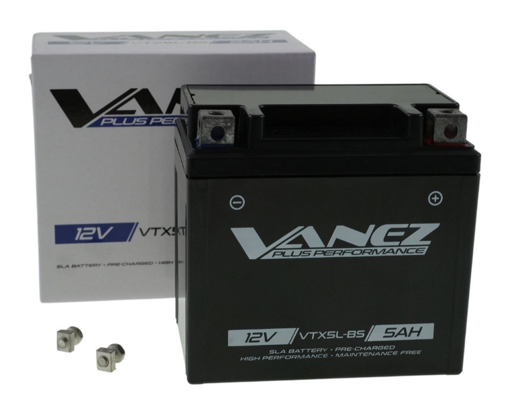 Batterie VANEZ VTX5L-BS 5Ah 113x70x105mm Roller Motorrad Yamaha, MBK, Piaggio, Peugeot, Aprilia, CPI