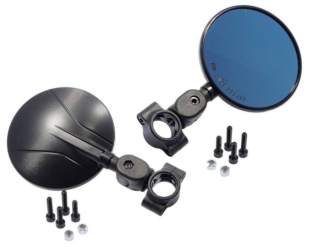 Spiegel Set FAR Flexi Enduro 7699 klappbar schwarz f�r 22-24mm Lenker Motocross Lenkerspiegel mit Stra�enzulassung