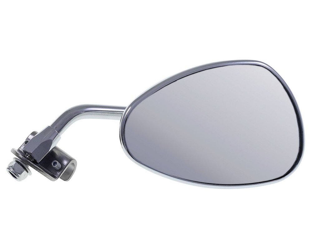 Spiegel FAR oval Chrom rechts mit Klemmbefestigung kompatibel f�r Piaggio / Vespa Classic Smallframe Largeframe Universal