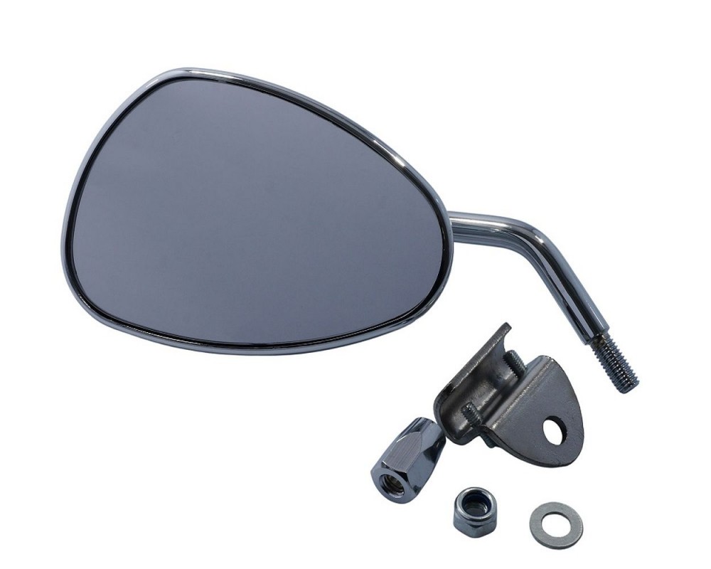 Spiegel FAR oval Chrom links mit Klemmbefestigung kompatibel f�r Piaggio / Vespa Classic Smallframe Largeframe Universal