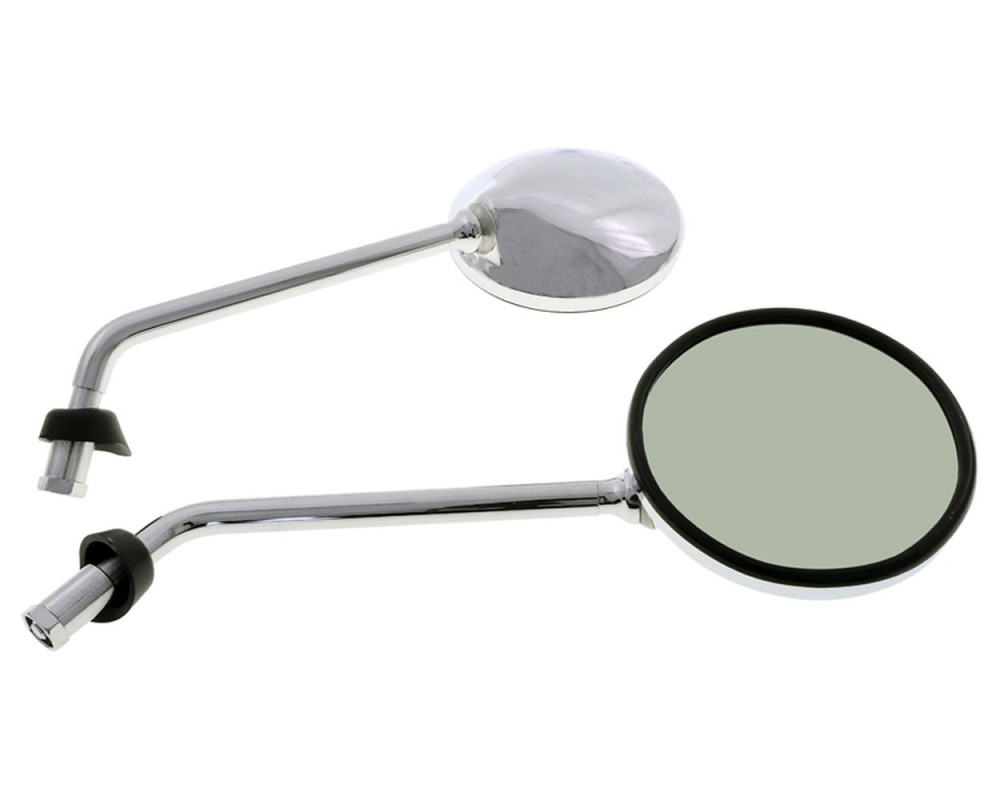 Spiegel Set FAR rund, Chrom rechts / links kompatibel f�r Vespa LX, LXV 50 125 150, Piaggio Liberty 50 125 150 200